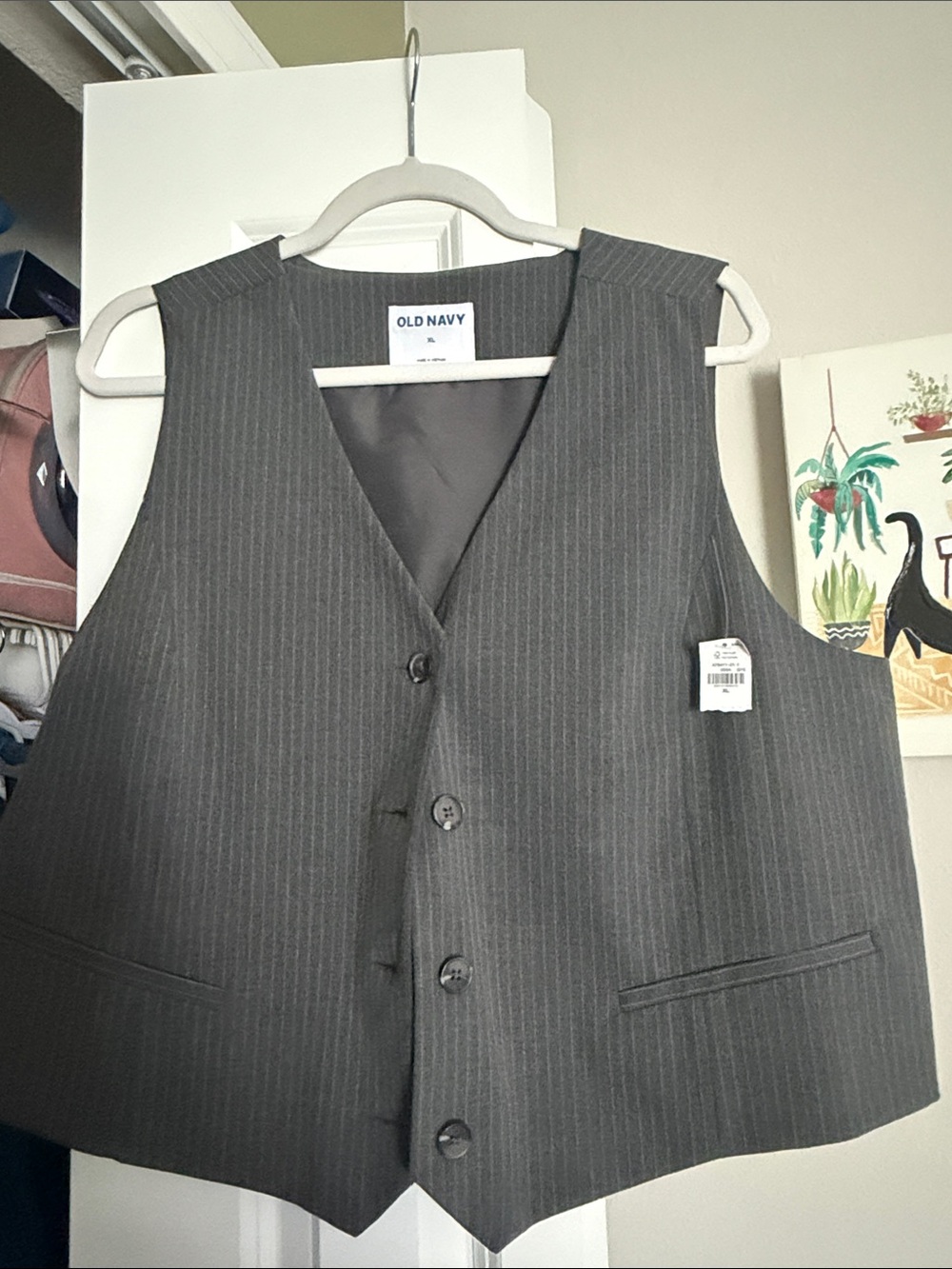 Old Navy Men's Charcoal Pinstripe Vest - Tailored Dress Vest